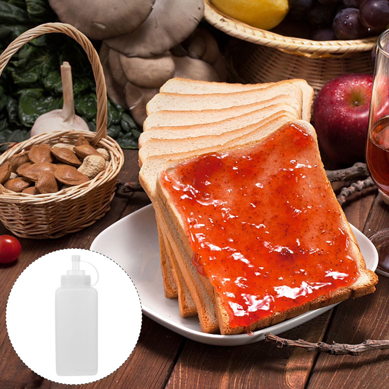Salad Dressing Bottle - 2Pcs Squeezing Bottles Large Opening Leak-Proof