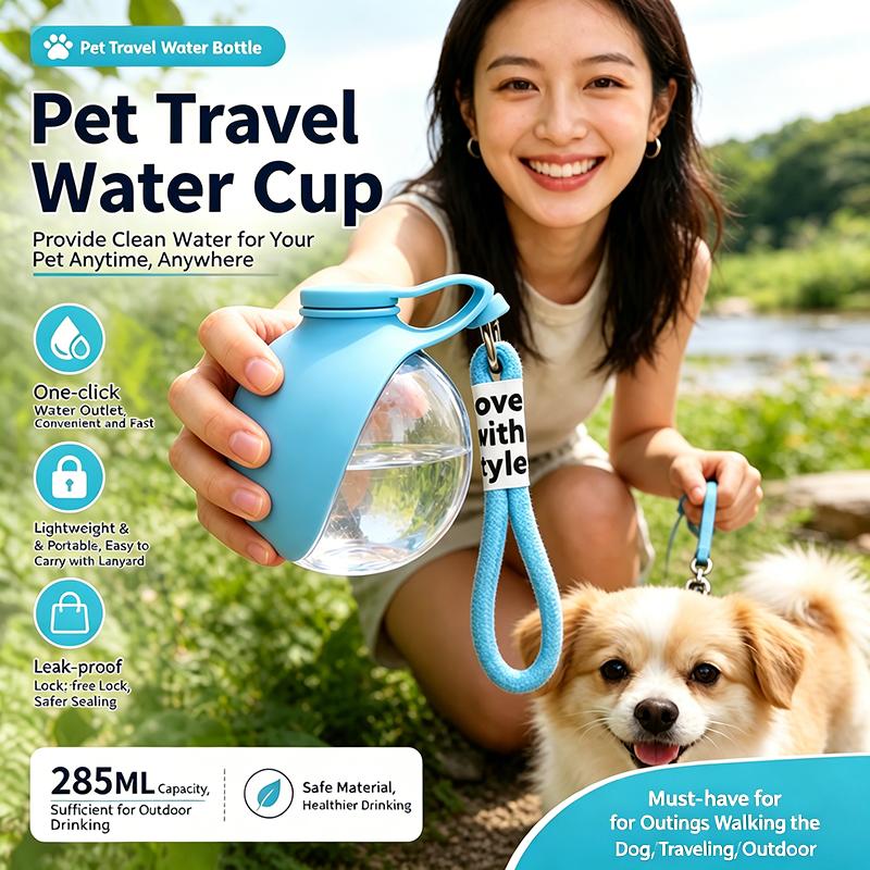Food Storage Hiking - 285ML Portable Pet Water Bottle Built