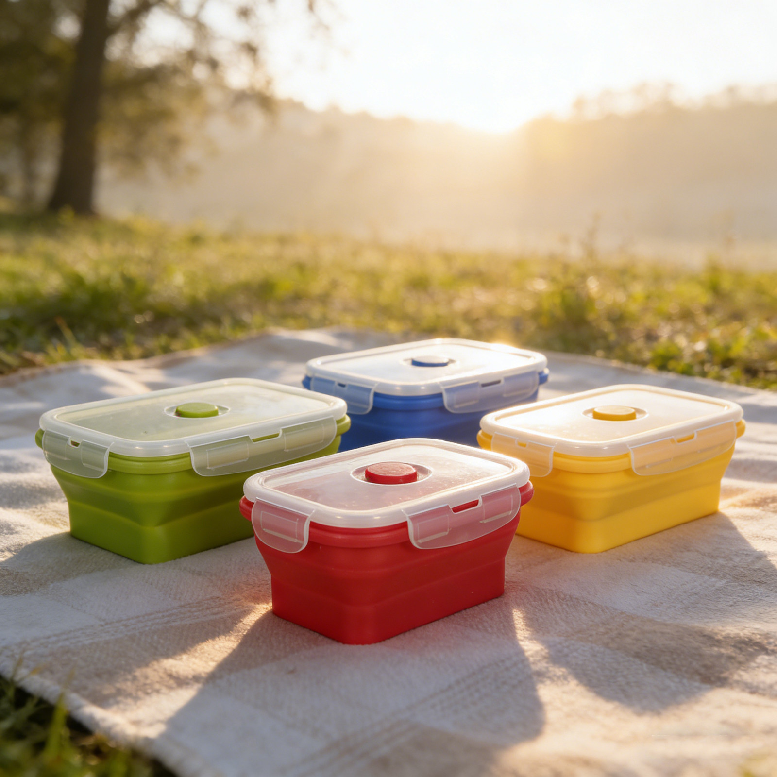 4Pcs Foldable Silicone Lunch B - огляд і ціна Food Storage Silicone