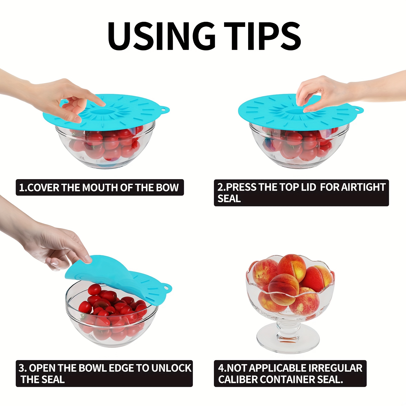 5-Piece Silicone Lids, Heat-Re - огляд і ціна Food Storage Utensils